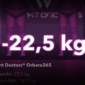 Weight Doctors® 3D-Bodyscan vorher und nachher: minus 22,5 kg mit dem Magenballon Orbera365, Körperfett minus 14,9 kg