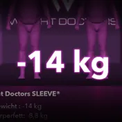 Weight Doctors® 3D-Bodyscan vorher und nachher: minus 14 kg mit Weight Doctors® SLEEVE, Körperfett minus 8,8 kg