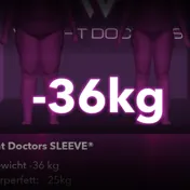 Weight Doctors® 3D-Bodyscan vorher und nachher: minus 36 kg mit Weight Doctors® SLEEVE, Körperfett minus 25 kg